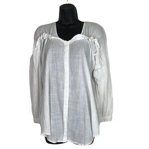See By Chloe White 100% Cotton Button  Down Blouse Size M